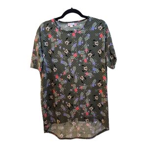 NEW Lularoe X Disney Irma Olive High-Low Loose Fit Tunic Top Size XXS